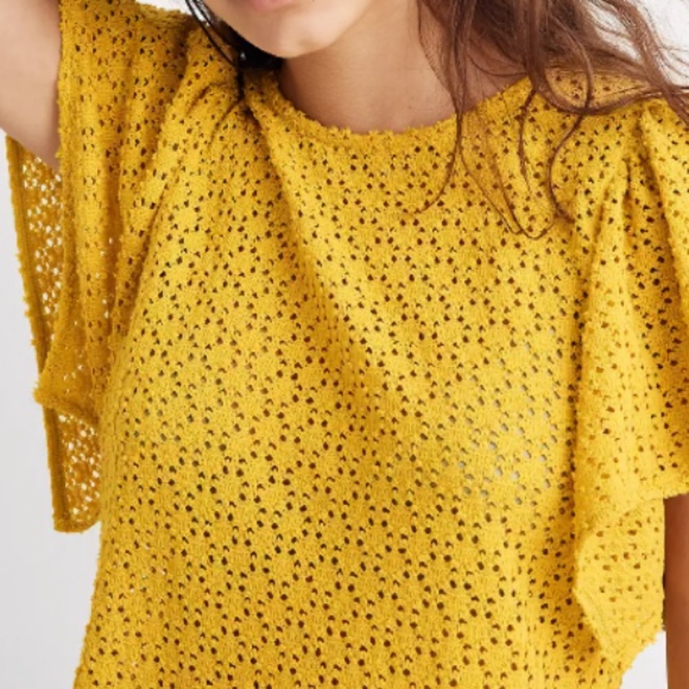 Texture & Thread Eyelet Flutter-Sleeve Top Xs - image 8
